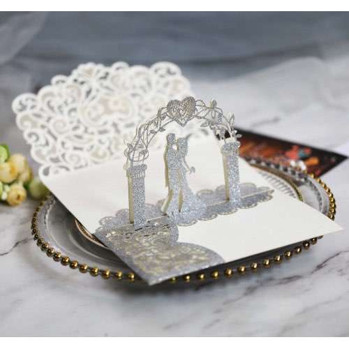3D Laser Cut Wedding Invitation Card  Laser Iridescent Paper 
